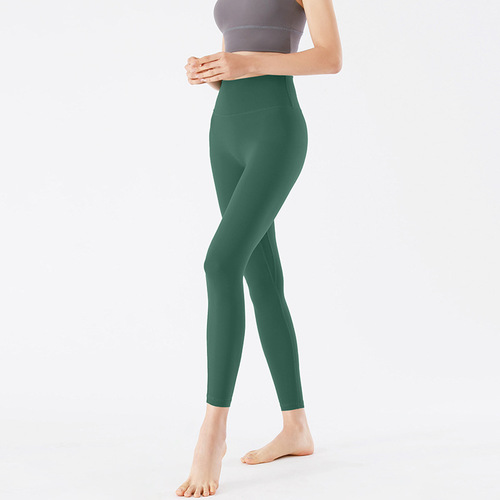 2024 European and American new style one-piece T-line fitness pants for women, peach hip high waist, slimming and nude yoga pants wholesale