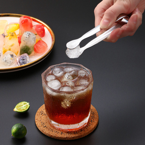 Factory direct sales 304 stainless steel ice clip metal thickened sugar cube ice cube ice grain tartar ice tong food clip