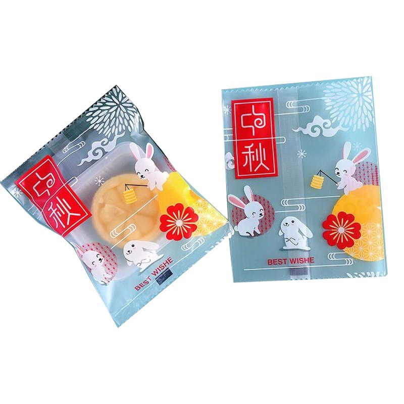 Directo de fábrica transparente pequeño jardín mooncake bolsa pequeña fresca 50g yema de huevo bolsa de embalaje crujiente bolsa de galletas en stock