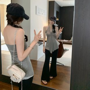 Lyocell Tencel Halterneck Backless Slim V Neck Camisole Women's Summer 2025 New Unique Sleeveless Top