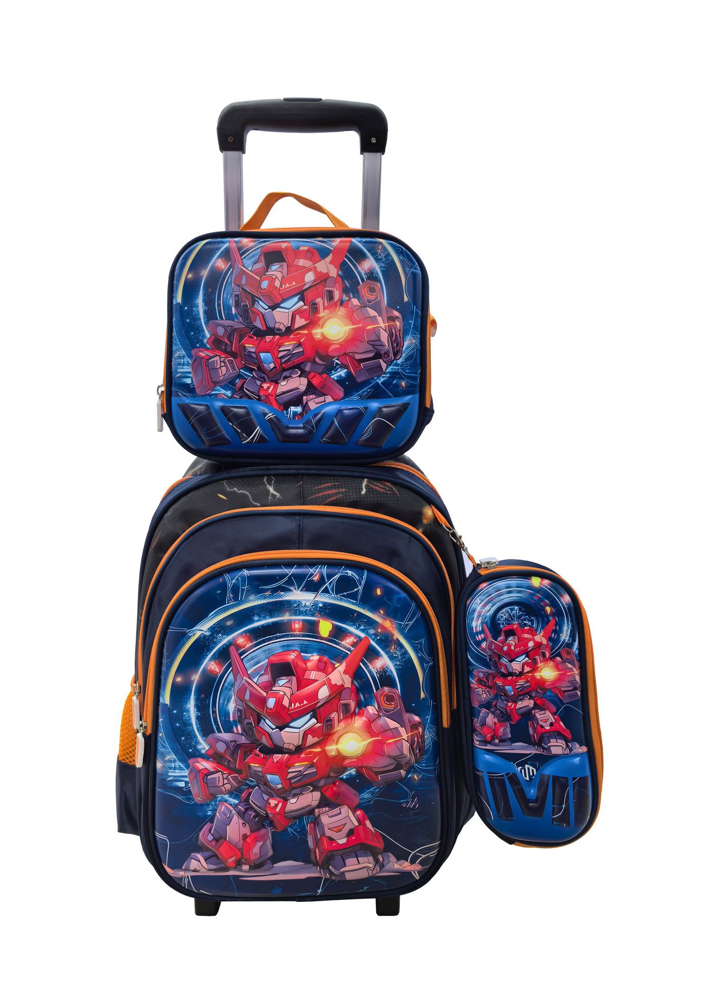 Fábrica directa transfronteriza de estudiantes de primaria tracción tres piezas conjunto tracción mochila de dibujos animados lindo nuevo tipo de mochila