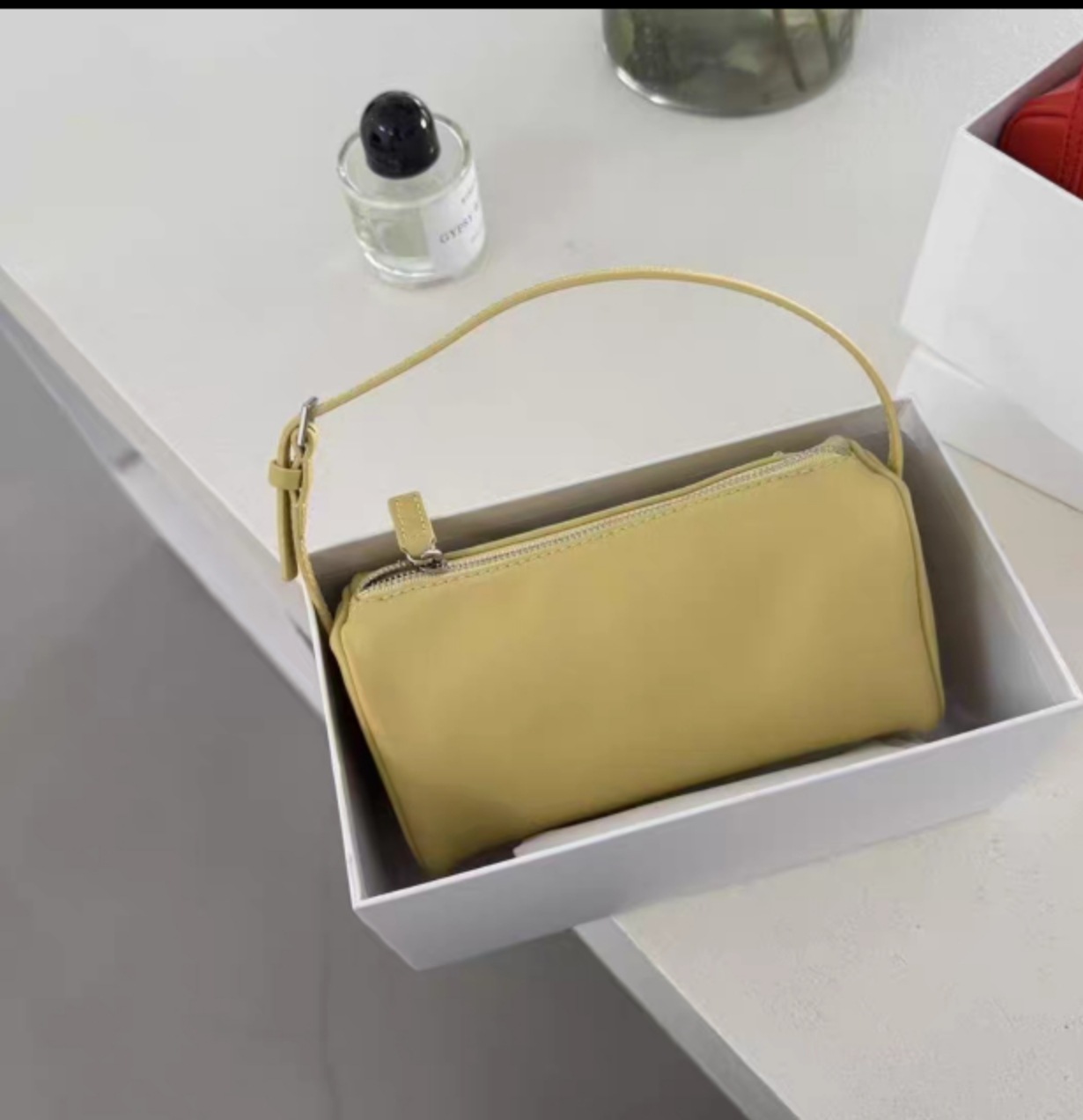 Cross-border ROW Top Grain Cowhide Handbag Versatile Tote Shoulder Bag 90s Suede Cylinder Bag Mini Crossbody Bag for Women - Thumbnail 7