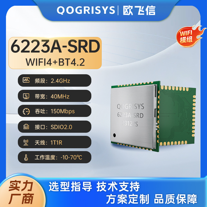 低功耗WiFi蓝牙二合一 RTL8723DS SDIO接口 2.4G无线智能音箱模块