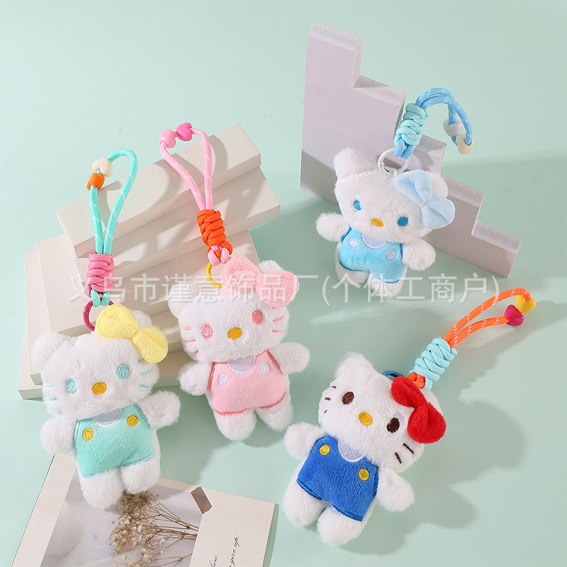 Cute Plush Kt Hello Kitty Key Lanyard Pendant Girl Heart Polka Dot Hairband Bunny Bag Small Pendant