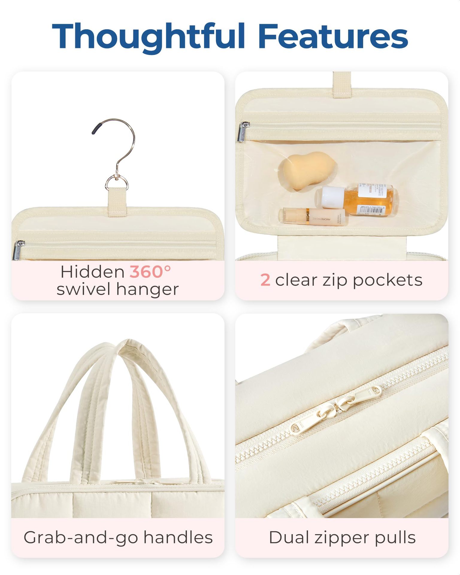 Rejsetoilettaske, smykkeopbevaringstaske, hængende toilettaske, fluffy makeuptaske, opbevaringstaske, rejsetaskeopbevaring_voghion.com