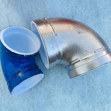 銀色襯塑溝槽彎頭卡箍 給水管件飲用自來水內襯塗塑多角度正彎頭