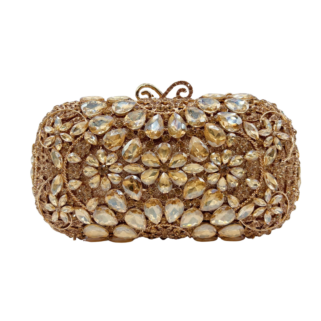 Túi clutch nữ đính đá dạ hội cầm tay phong cách lấp lánh — màu vàng