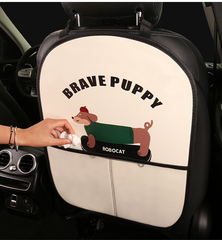 Dachshund Anti-Kick Mat Cartoon Car Seat Back Anti-Kick Mat Car Anti-Stain Mat Anti-Dirt Mat with Storage Bag for Car Interior