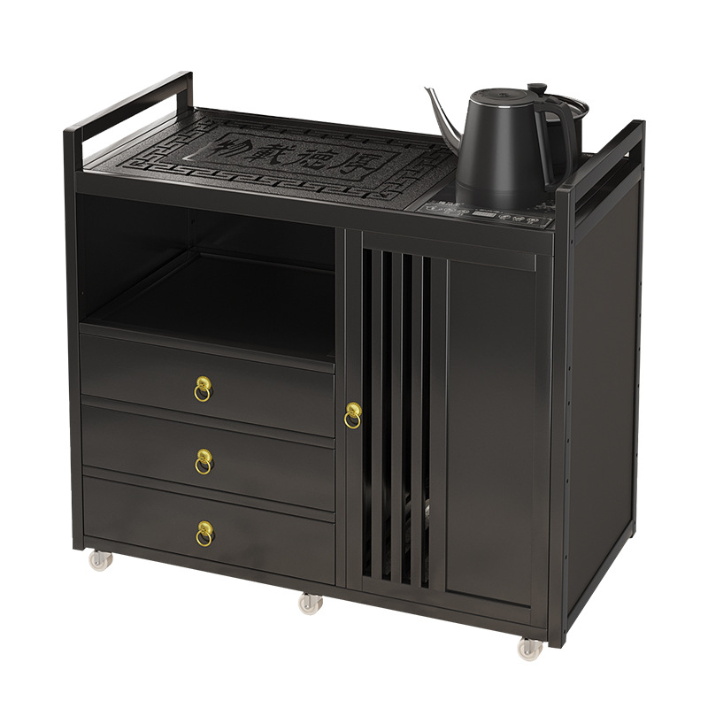 Mesa de té móvil balcón casa pequeña mesa de té carrito de té hervidor de agua integrado gabinete de té con ruedas mesa lateral de té juego de té traje