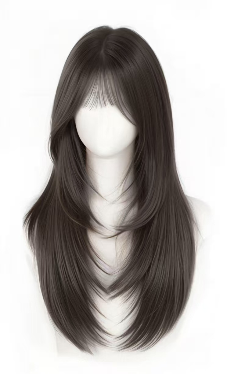 6.0 hair-free net bangs hand-woven lace straight hair [black brown]