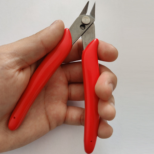 170 Stainless Steel Pointed Pliers PVC Handle Mini Terminal Wire Model Scissors Slant Mouth Scissors 