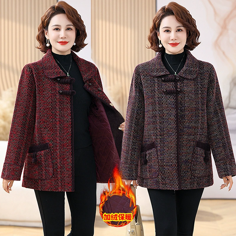 Осеннее и зимнее пальто мамы из шерстяной шерсти