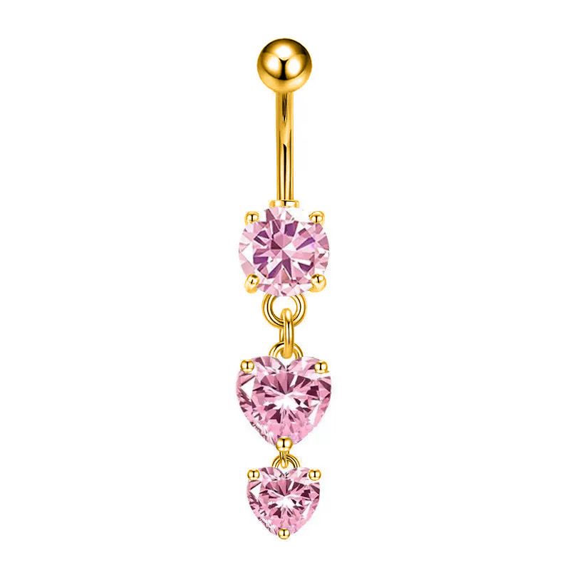 European American Cross-border E-commerce Piercing Jewelry: Navel Rings With Flowers, Hearts, Leaves, And Zirconia In_voghion.com