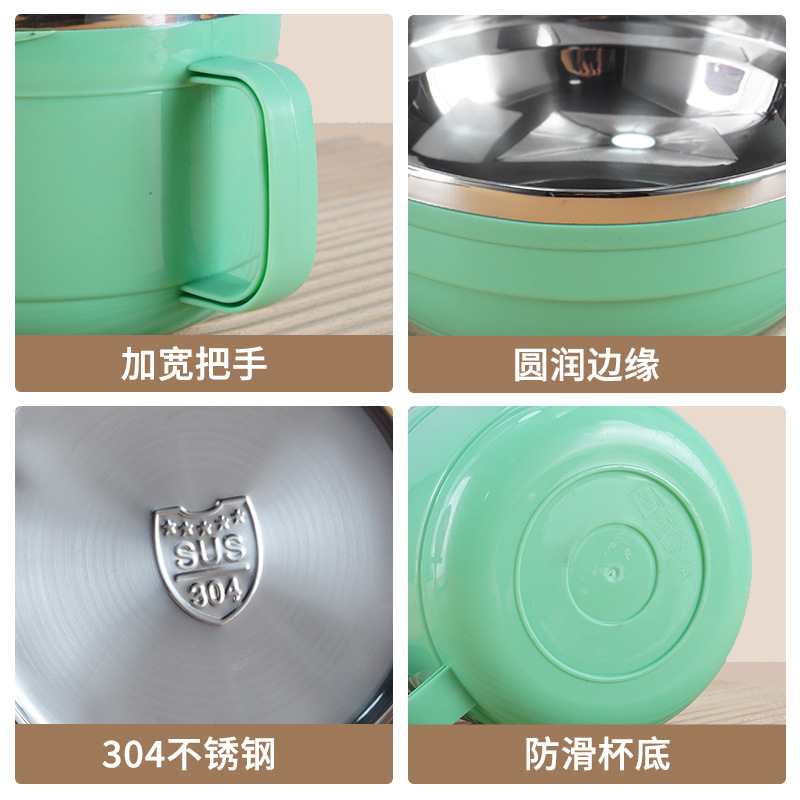 304 taza de comida rápida de acero inoxidable con aislamiento de doble capa para adultos almuerzo caja estudiante sellado caja de almuerzo con tapa compartimiento tazón de fideos instantáneos