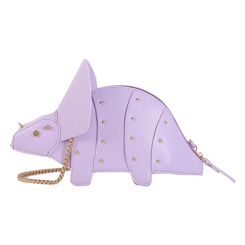 Bolso Bandolera con Diseño de Triceratops de PU, Decoración de Remaches, para Uso Diario
