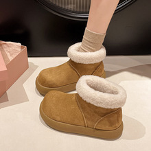 丑萌大头雪地靴女2025冬季新款小土豆毛毛短靴厚底加绒加厚大棉鞋