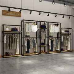 洋服店展示棚二重床置き式組み合わせハンガー掛け男性婦人服店舗棚展示棚