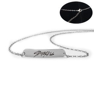 Stray Kids new album Miroh same peripheral steel -colored stainless steel long -strip cartoon necklace jewelry