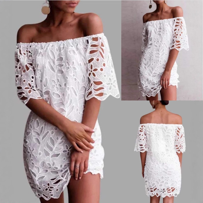 2025 New Summer Fashion Lace One-Shoulder Backless Women's Dress 2025 New Summer Fashion Lace One-Shoulder Backless Women's Dress