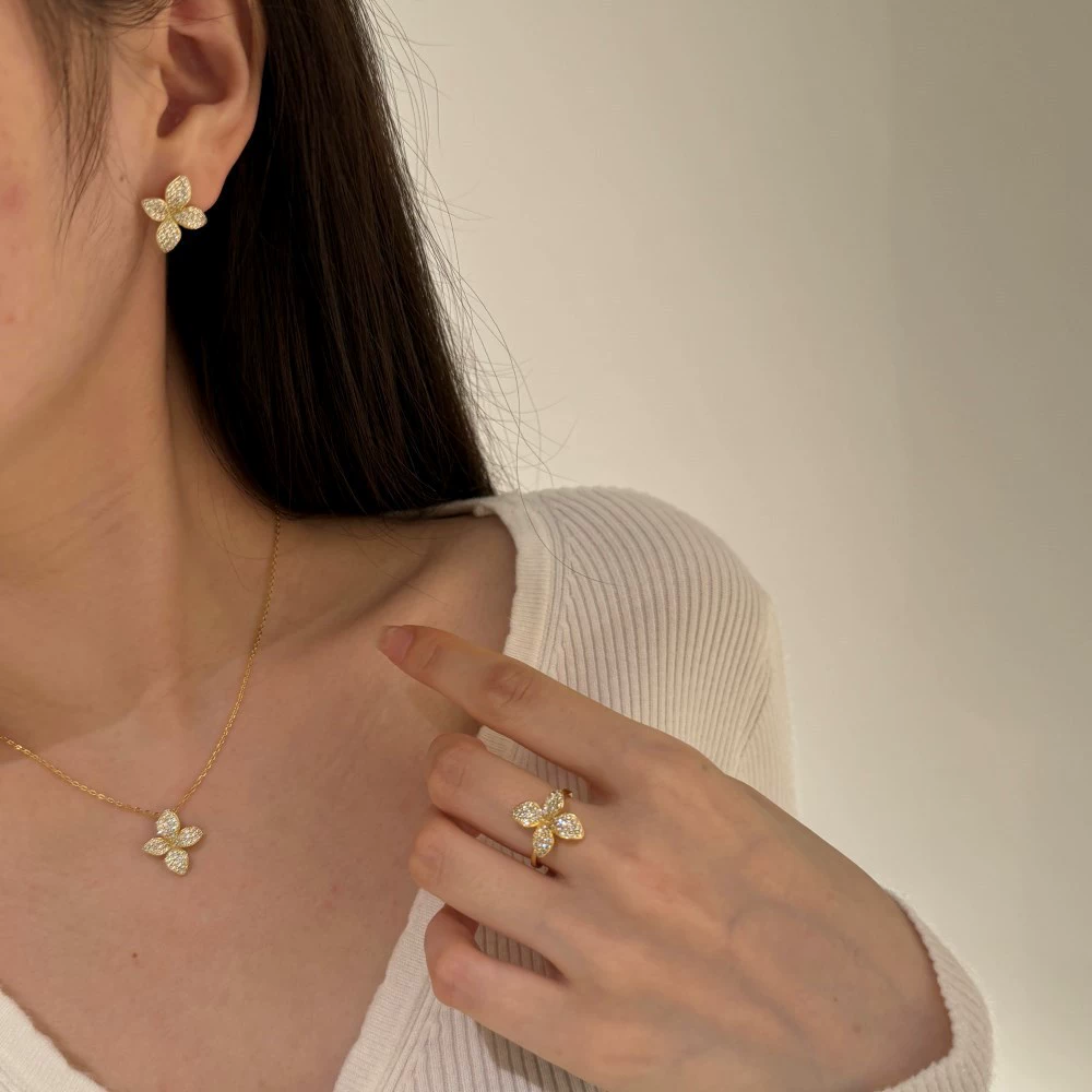 Серьги, ожерелье, украшения, милый элегантный комплект, (торговля трансграничная), серебро 925 пробы, стиль лёгкой роскоши, стиль Chanel