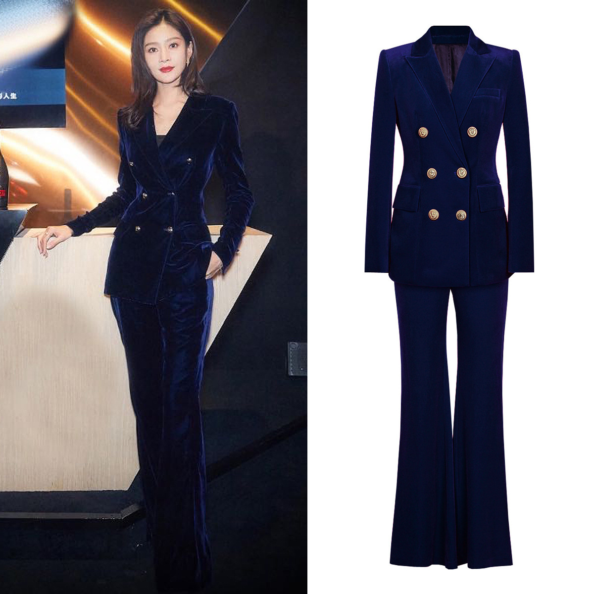 2405 In-Stock Spring and Autumn New High-End Fashion Women's Suit with Premium Velvet Fabric, Professional Style Set, Wholesale Supply