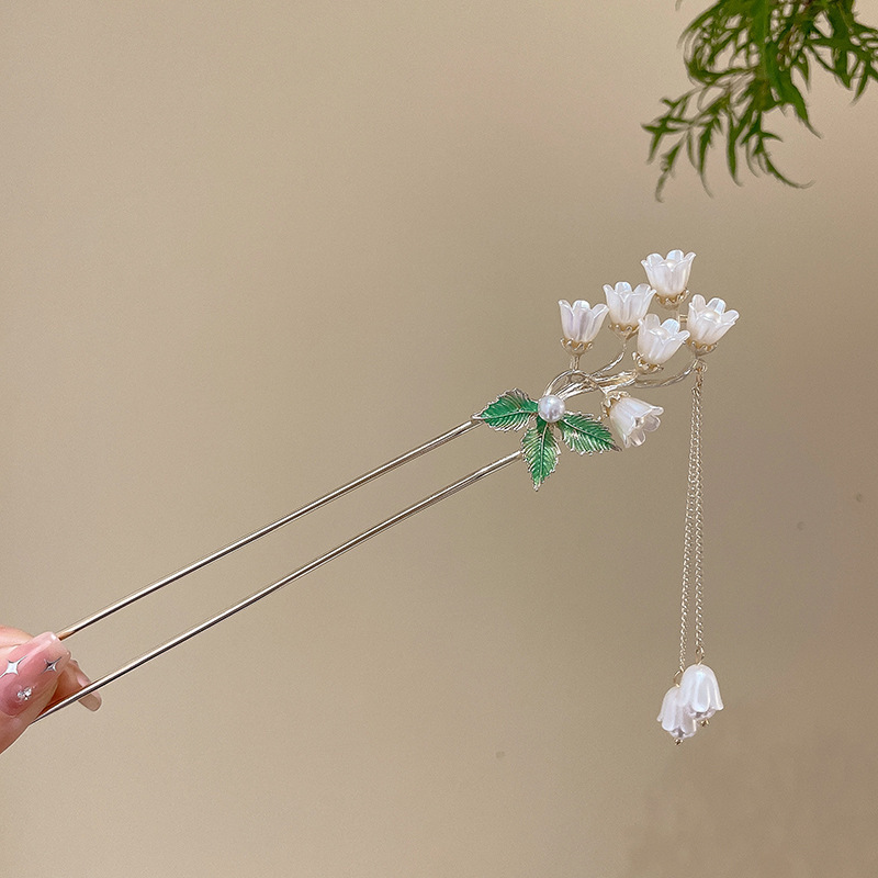 Horquilla de estilo antiguo nuevo estilo chino de alta gama Hanfu tocado estilo nacional borla horquilla paso a paso borla parte posterior de la cabeza horquilla hembra