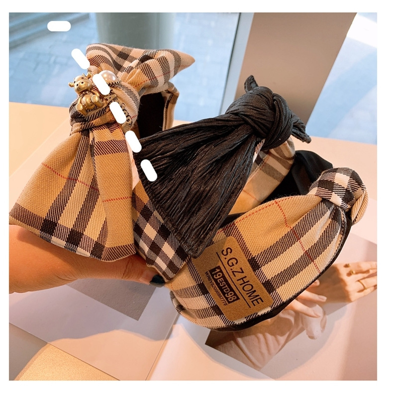 Retro Elegant Bowknot Plaid Hair Band display picture 24