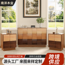 北欧黑胡桃木质斗柜小户型卧室轻奢家居橡木收纳柜现代简约置物柜