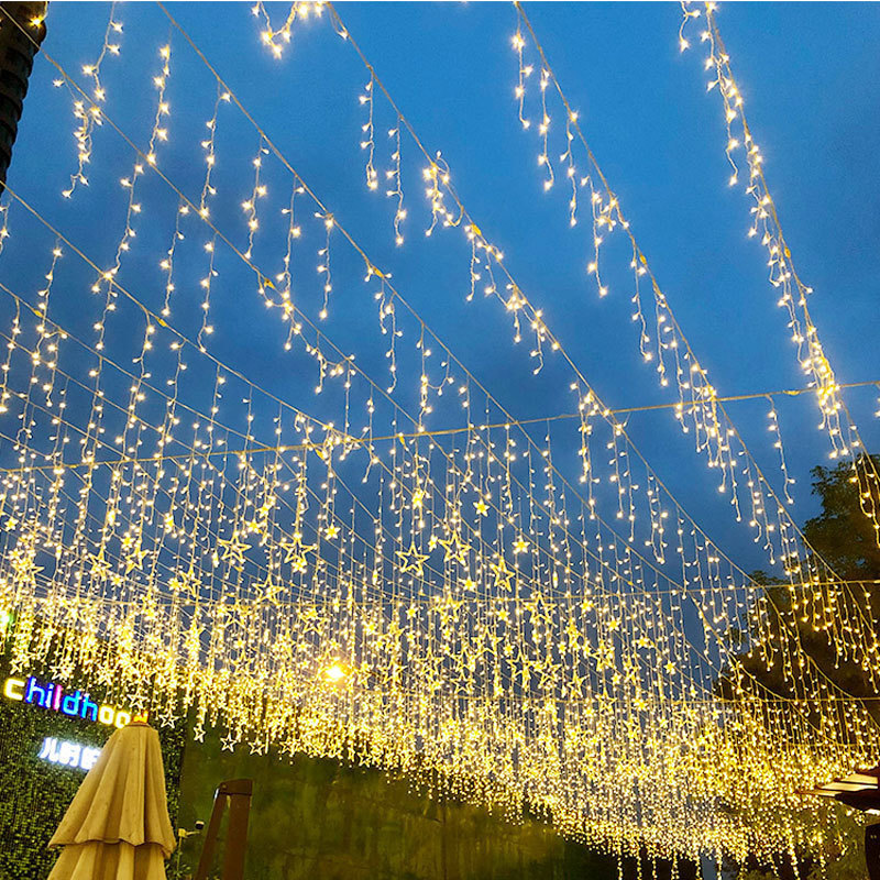 LEDカーテンランプ氷条灯滝灯灯列灯灯満天星クリスマス屋外防水装飾灯帯|undefined