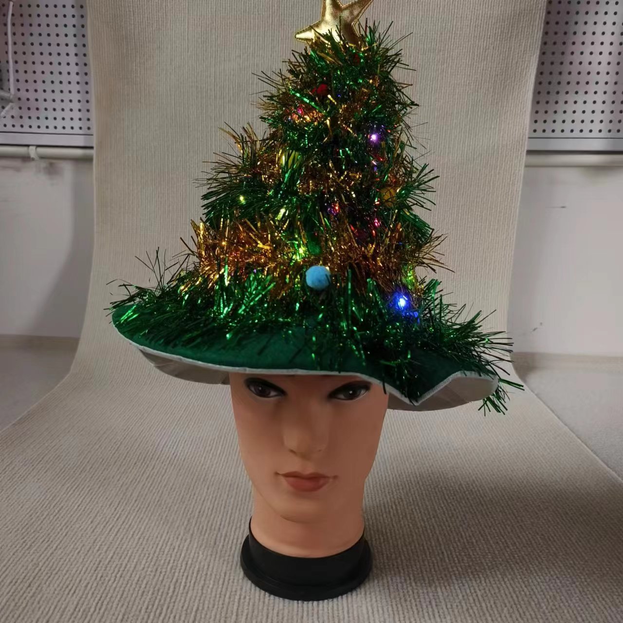 Sombreros de Navidad de lluvia transfronterizos Sombreros de Navidad para decoración de fiesta Sombreros de Navidad árbol de Navidad LED Sombreros de cebolla de Navidad