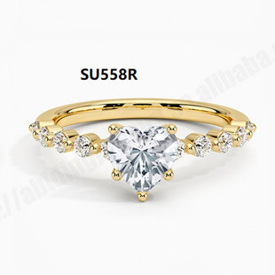 S925 Sterling Silver Cultivated Diamond Ring 1 karat Heart-shaped Cultivated Diamond Ring Fashion Wedding Ring 10/14K Gold Ring for Women