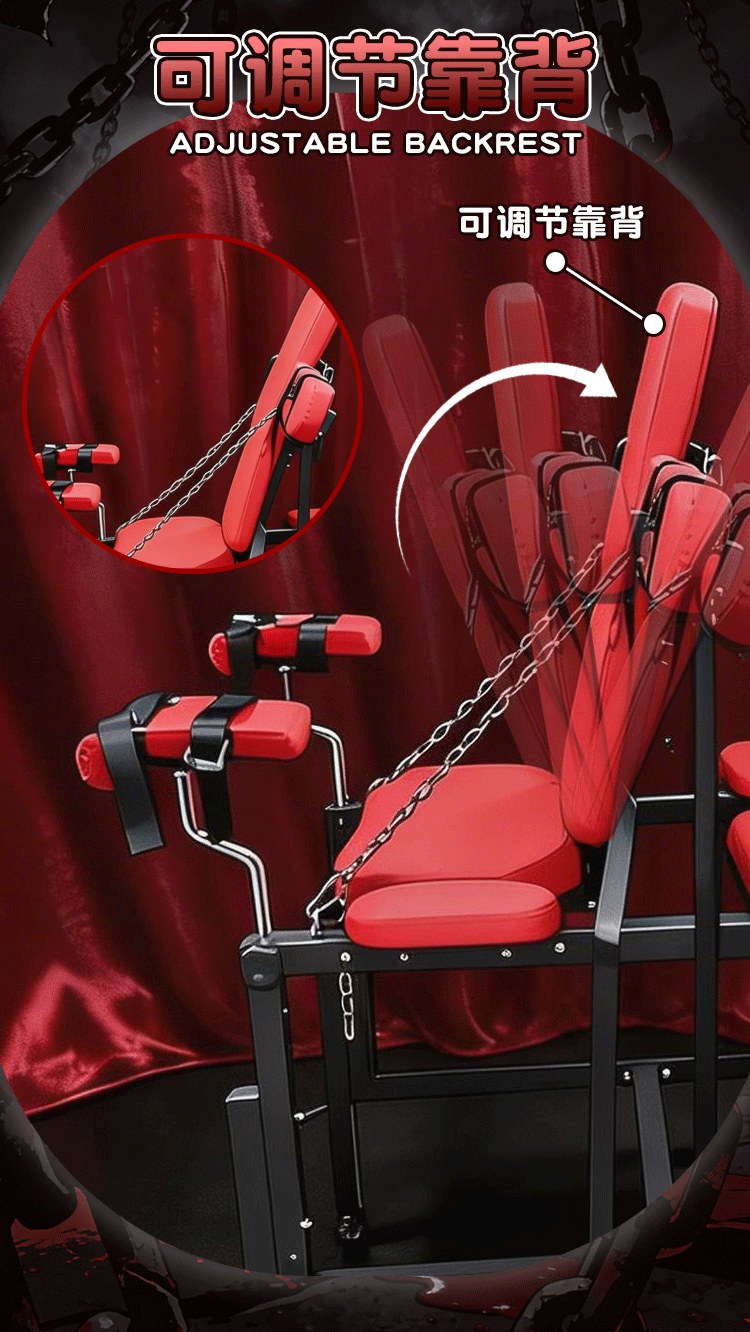 SM Wooden Horse Stool Pro Bondage Restraint Furniture Set with Dog Head Mask, Black — detail image 32