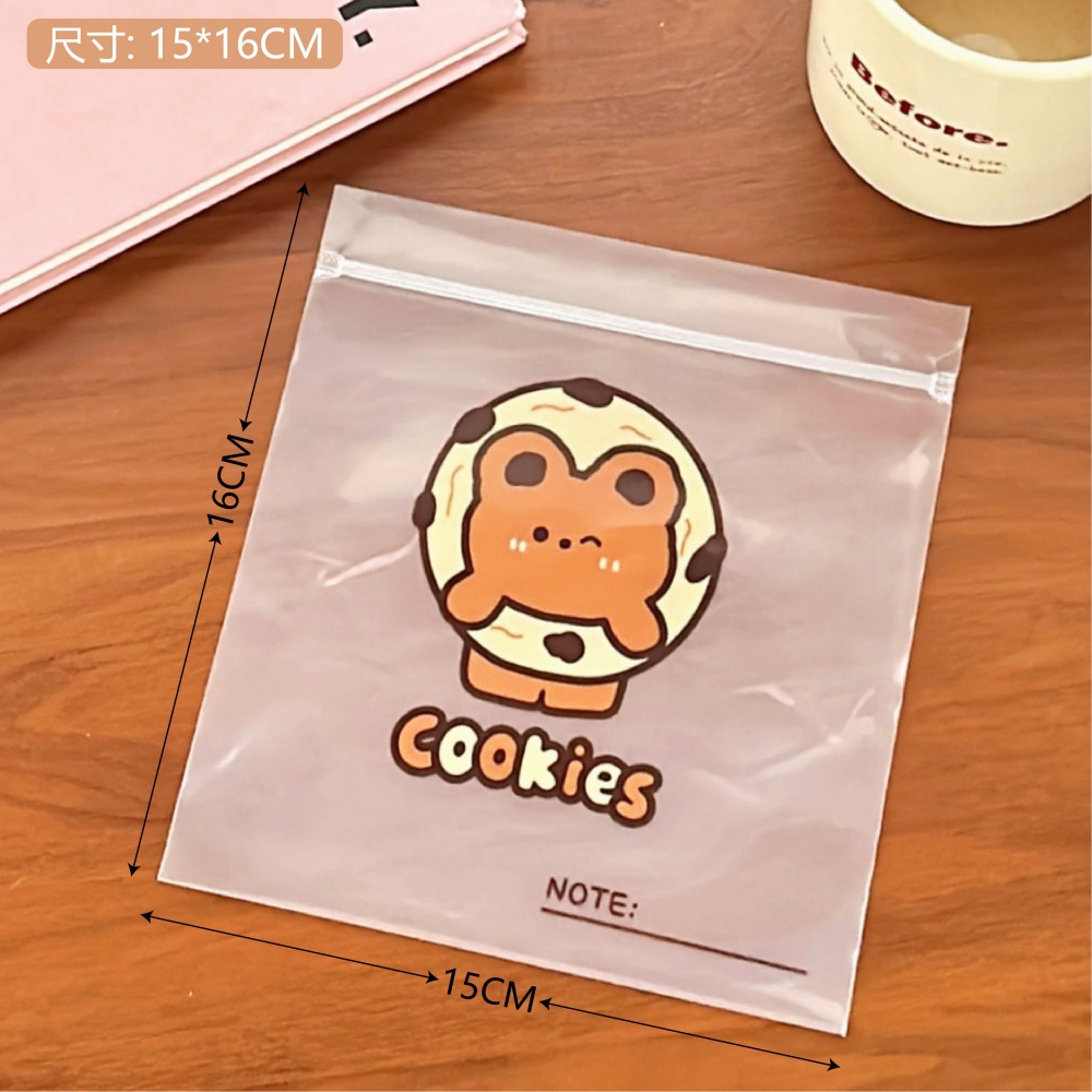 Original lindo snack ziplock bolsa sellada bolsa de dibujos animados oso galleta máscara de caramelo bolsa de almacenamiento de tamaño pequeño