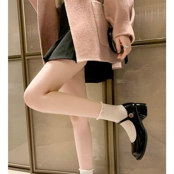 Vintage Simple Round Toe Buckle Belt Shiny Leather Thick Heel Mary Jane Shoes Women's French Shallow Mouth Thick Single-layer Shoes Small Leather Shoes