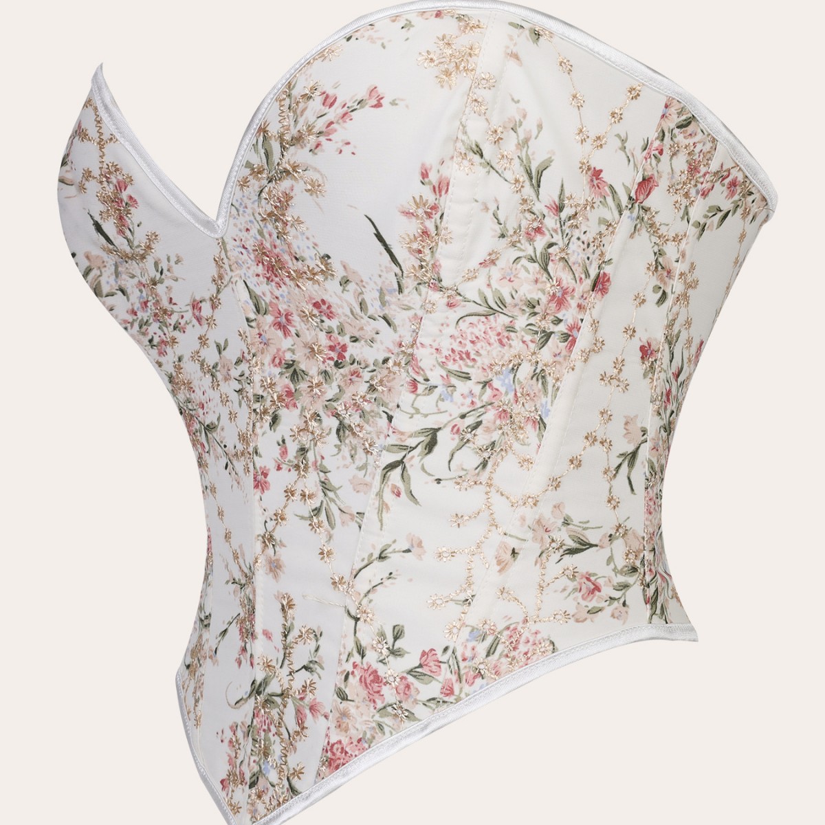 Blanco bordado damas pechos cortos corte