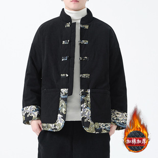 2024 winter Chinese style men's cotton-padded clothes Chinese retro Tang suit stitching warm padded coat a generation of hair