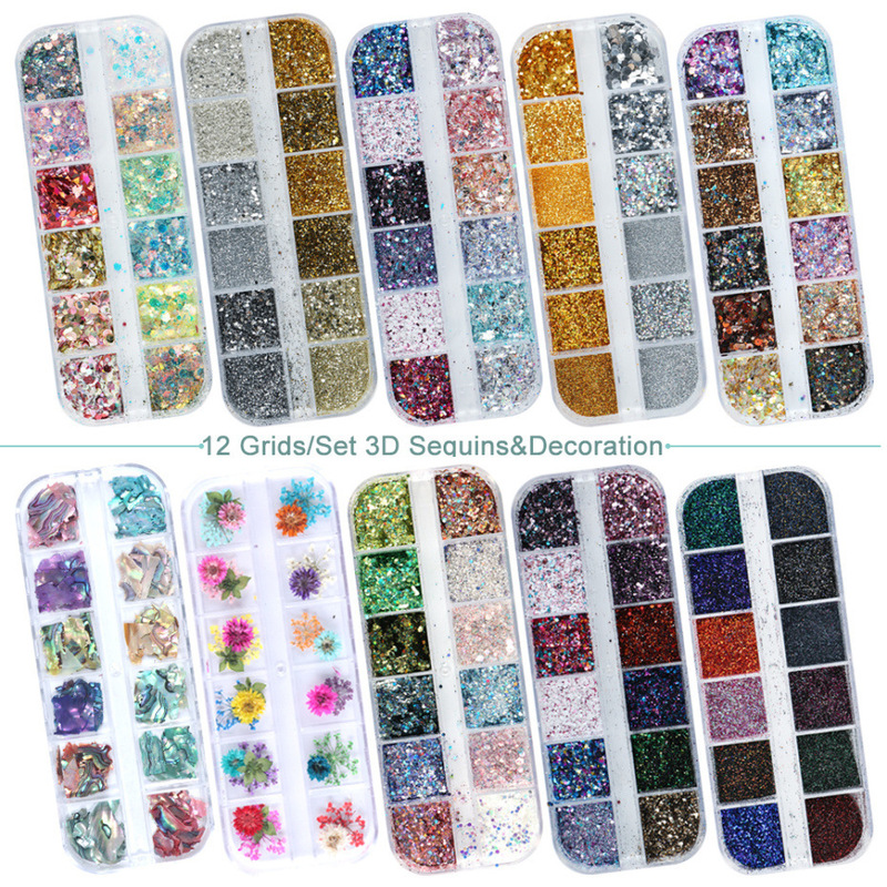 Cross-border hot variety of nail glitter boxed irregular butterfly heart-shaped round flakes very fine sequins Gold Foil nail