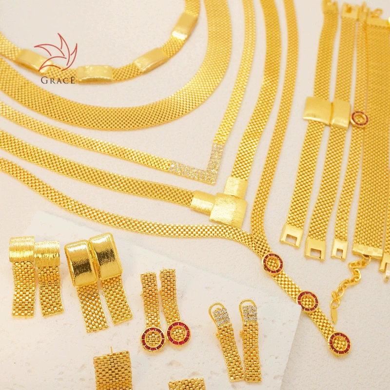 Набор из трёх золотых цепочек в стиле хип-хоп 2025 года, 24-каратное золотое покрытие, европейский и американский дизайн, плетёная цепочка.