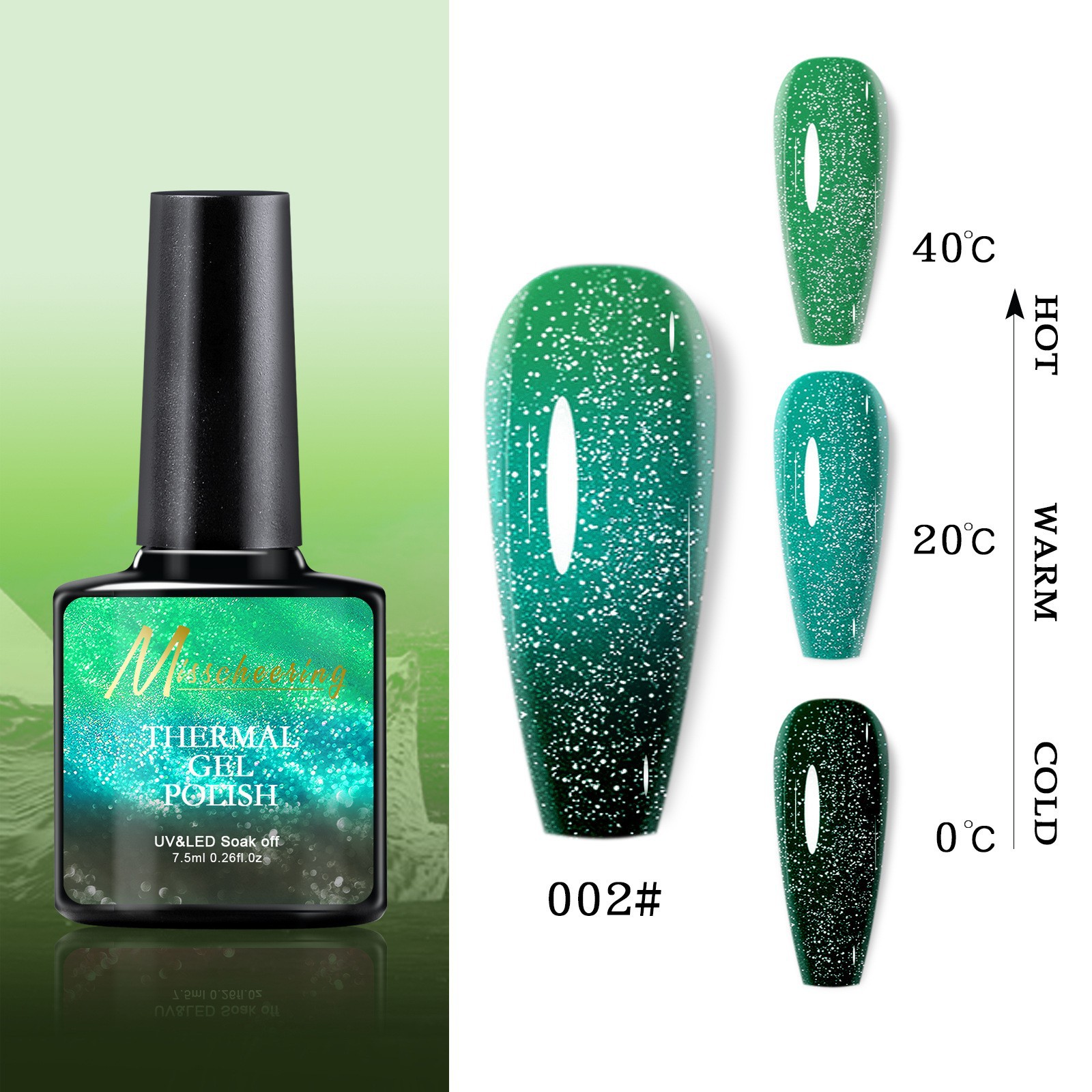 Esmalte de uñas de gel con efecto aurora que cambia con la temperatura, gel de diamante opal, gel de fototerapia de tres etapas que cambia con la temperatura, juego al por mayor.
