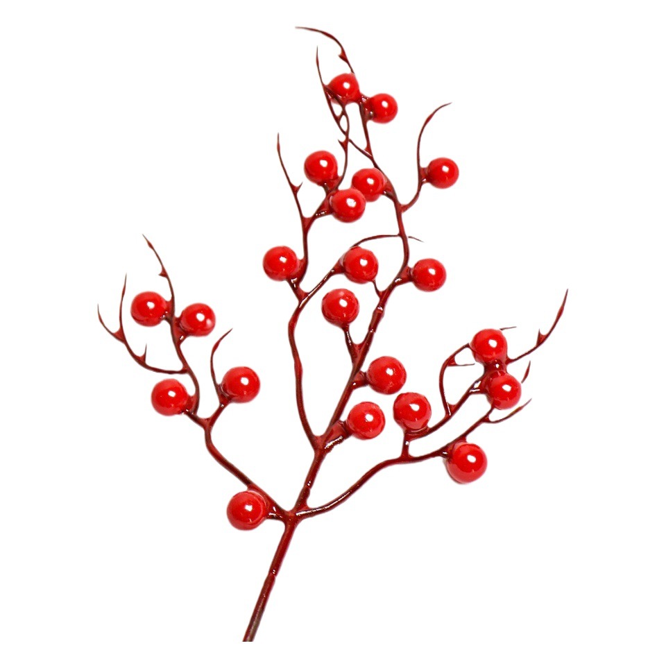 SOURCE factory simulation red berry 7 fork Christmas foam red fruit iron wire Christmas decoration accessories fortune fruit