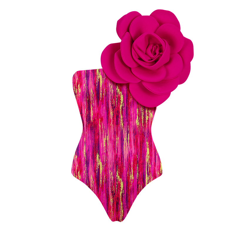 Women's Vacation Handmade Romantic Flower Flowers Ruched One Piece Swimwear display picture 10