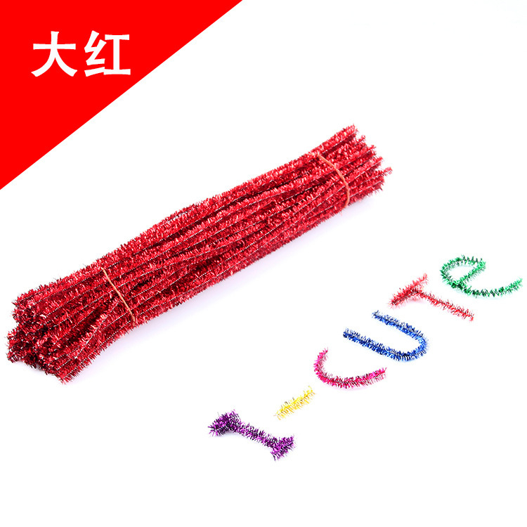 Macaron color Twisted stick hecho a mano bricolaje raíz del pelo de lana cifrado raya tulipán bouquet paquete material negrita