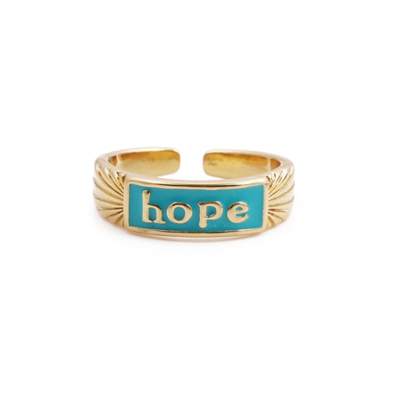 Nihaojewelry Fashion English Letters Copper Opening Adjustable Ring Wholesale Jewelry display picture 5