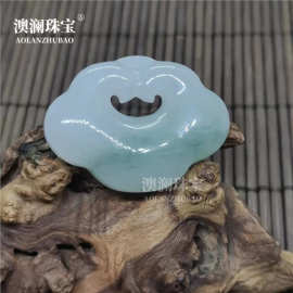 天然新疆金丝玉天山翠平安扣如意锁玉坠批发 带翠玉石玉挂件直播