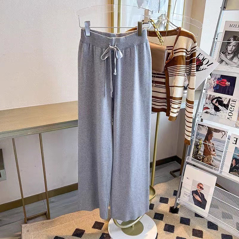 24 invierno Puyuan 2024 otoño y invierno nuevo cintura alta correa pantalones de piernas anchas camiseta de punto suelta