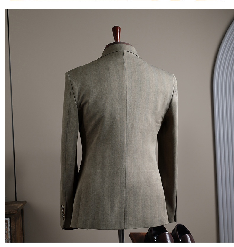 Men's Slim Fit Plaid Single Breasted Blazer For Wedding Formal_voghion.com