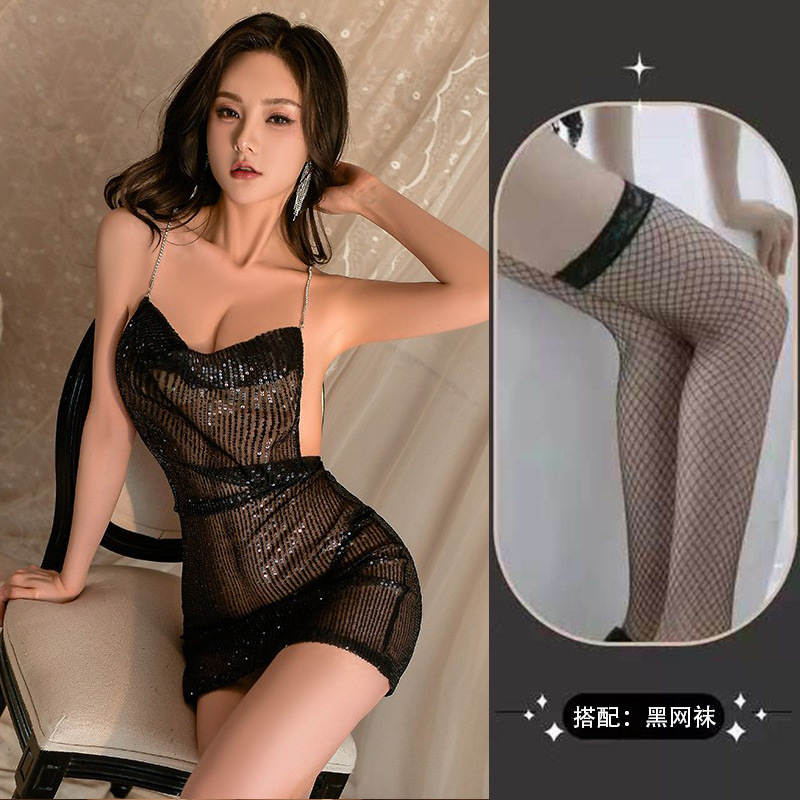 블랙 + 블랙 망사 스타킹