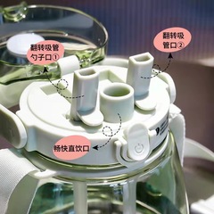 New Style Dou Dou Le Large Capacity Three-Drinking Cup Creative Shoulder Strap Straw Cup Trendy Water Bottle