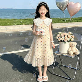 女童无袖波点连衣裙夏装2026新款女孩大童夏季甜美韩系公主裙子