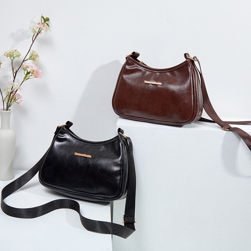 Bolso de axila de piel de aceite retro Amazon hot 2025 bolso de hombro europeo VR nuevo bolso de teléfono móvil hobo bolso de axila